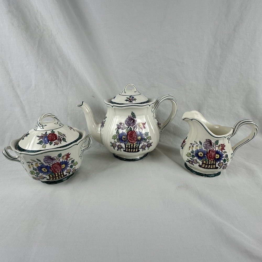 Antique 1922 Wedgwood Floral Tea Set - Etruria England - Grandmillennial 3pc